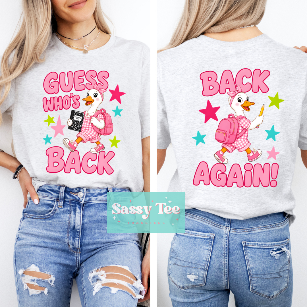 GUESS WHO'S BACK GOOSE PINK Adult Front + Back Set **Preorder/Restock Ships in 5-10 biz days**