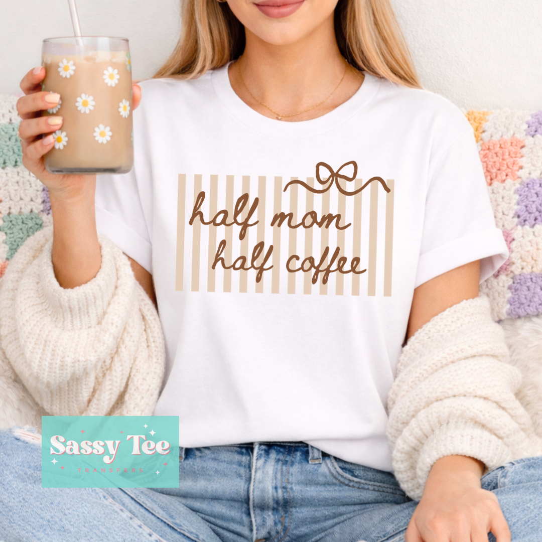 HALF MOM HALF COFEE BROWN BOW PREPPY  **Preorder/Restock Ships in 5-10 biz days**