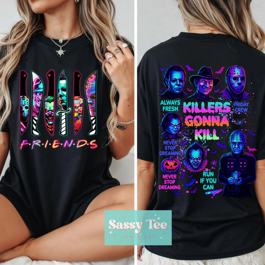 HORROR FRIENDS BRIGHT FOR DARK COLORS Front + Back Set **Preorder/Restock Ships in 5-10 biz days**