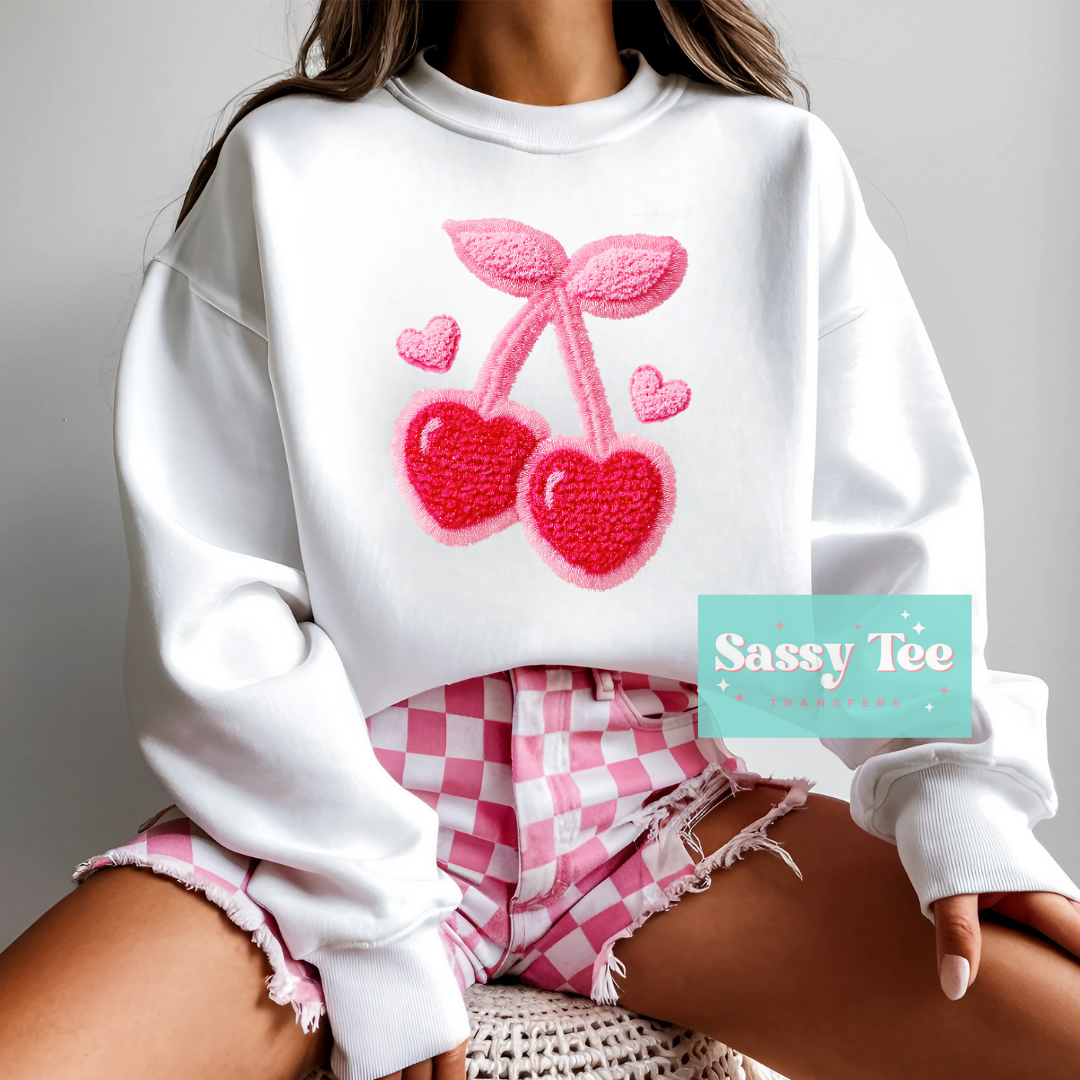 PINK CUTE CHERRY HEART FAUX YARN **Preorder/Restock Ships in 5-10 biz days**