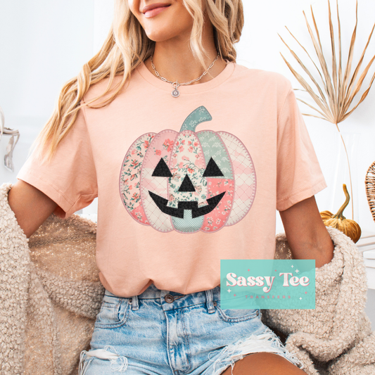 FLORAL PINK MINT EMBROIDER PUMPKIN **Preorder/Restock Ships in 5-10 biz days**