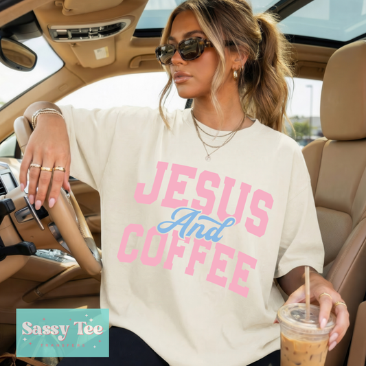 JESUS AND COFFEE PINK BLUE **Preorder/Restock Ships in 5-10 biz days**