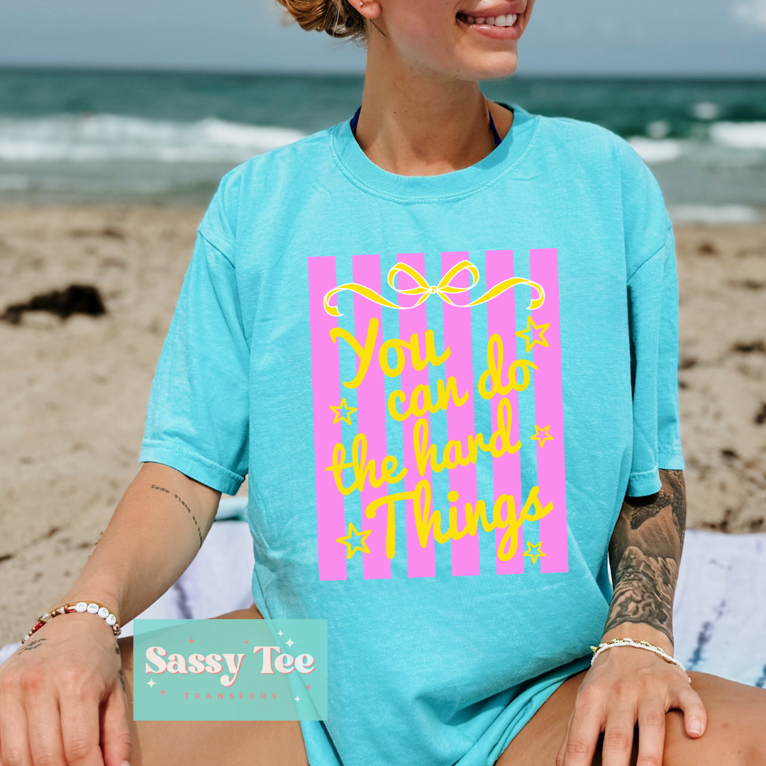 YOU CAN DO HARD THINGS PREPPY PINK YELLOW **Preorder/Restock Ships in 5-10 biz days**