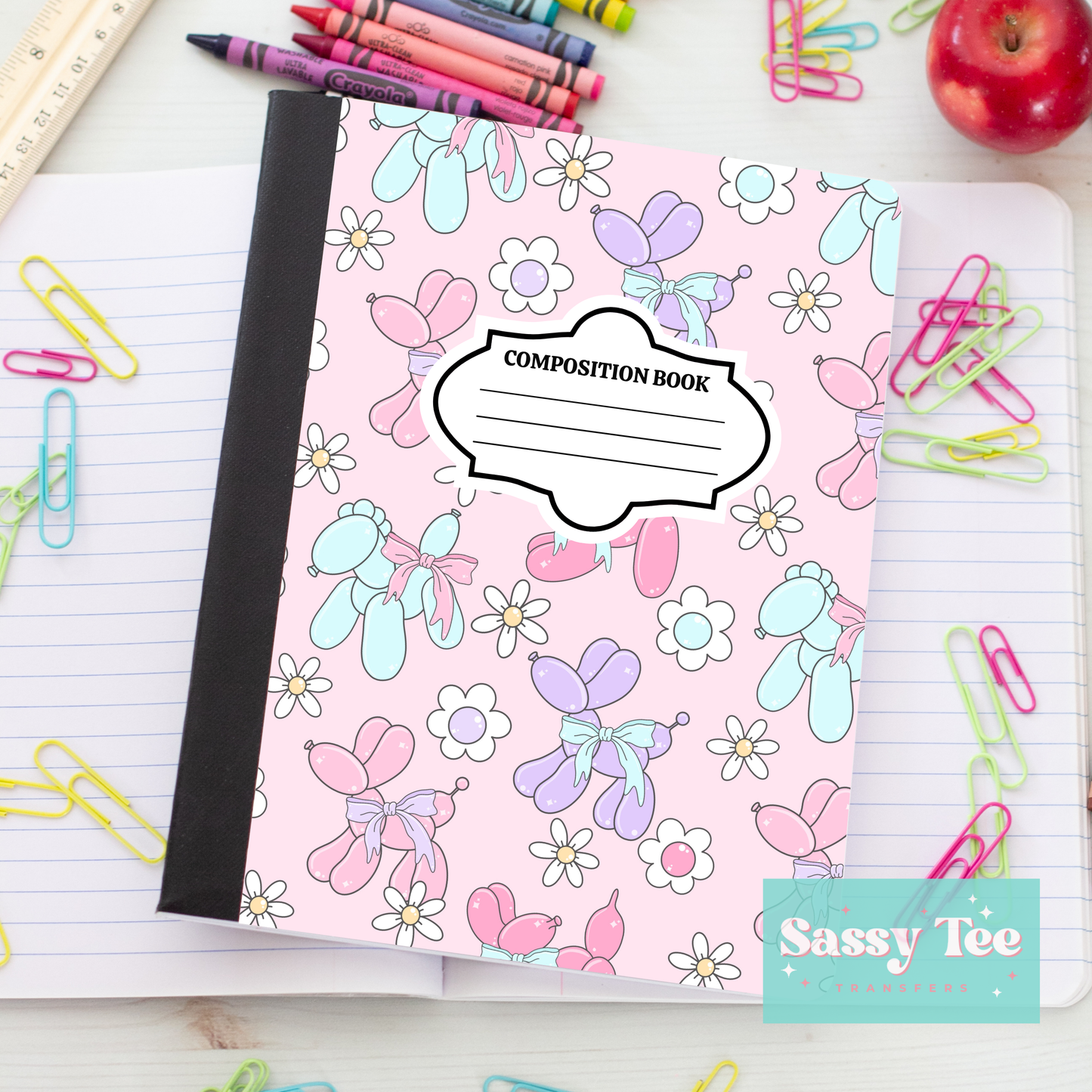 BALLON DOG PASTELS FLOWERS Peel + Stick Notebook Cover SET