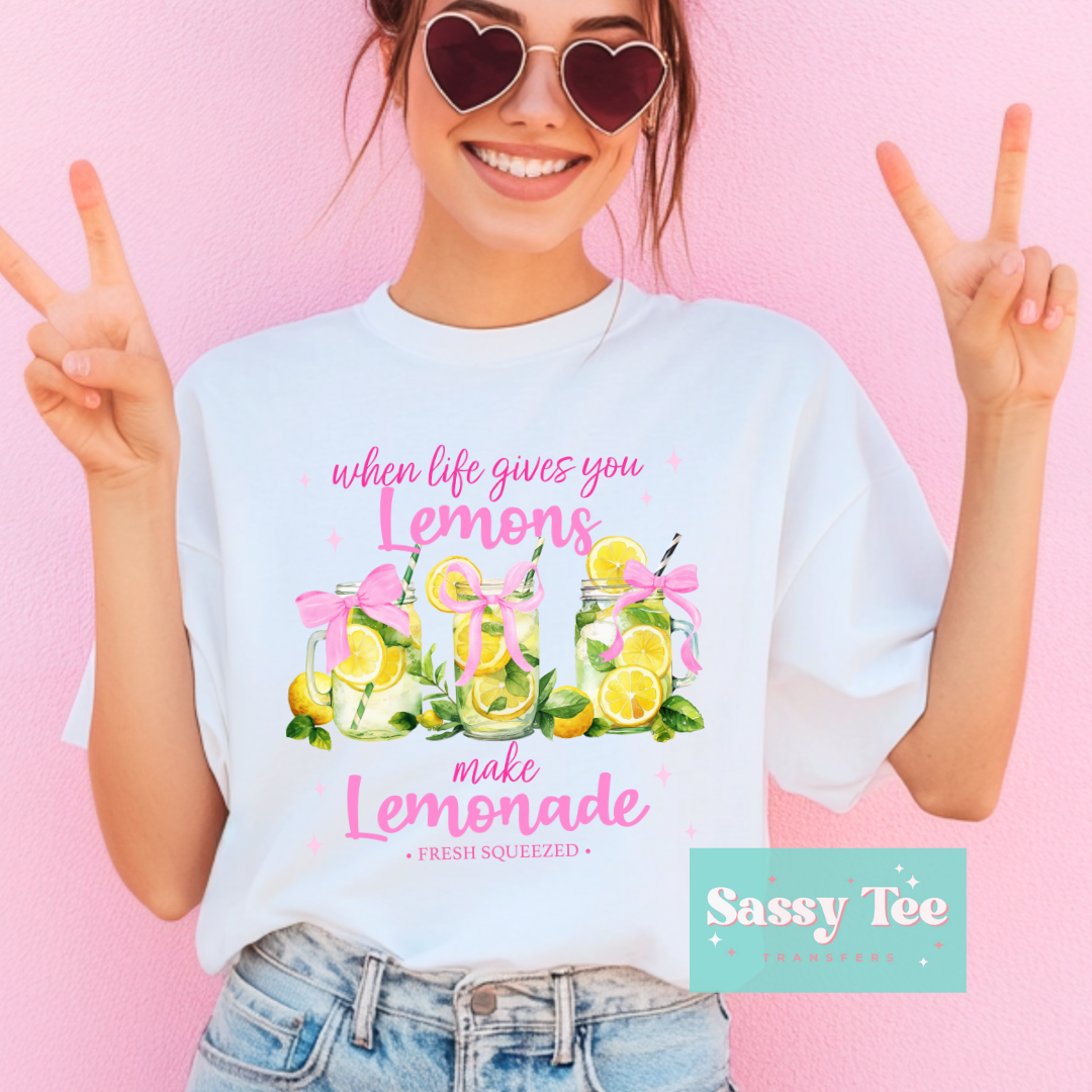 WHEN LIFE LEMONS MAKE LEMONADE PINK BOW **Preorder, Ships in 5-14 biz days**