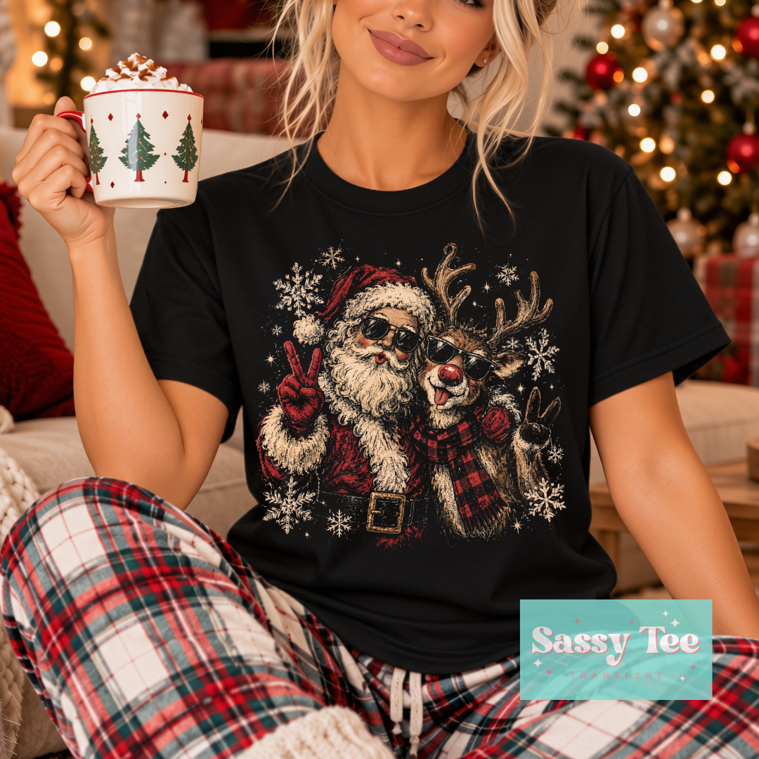 SANTA REINDEER COOL PEACE For Darker Colors **Preorder/Restock Ships in 5-10 biz days** •
