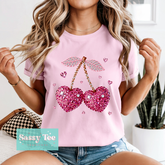 CHERRY HEART FAUX RHINESTONES **Preorder/Restock Ships in 5-10 biz days**