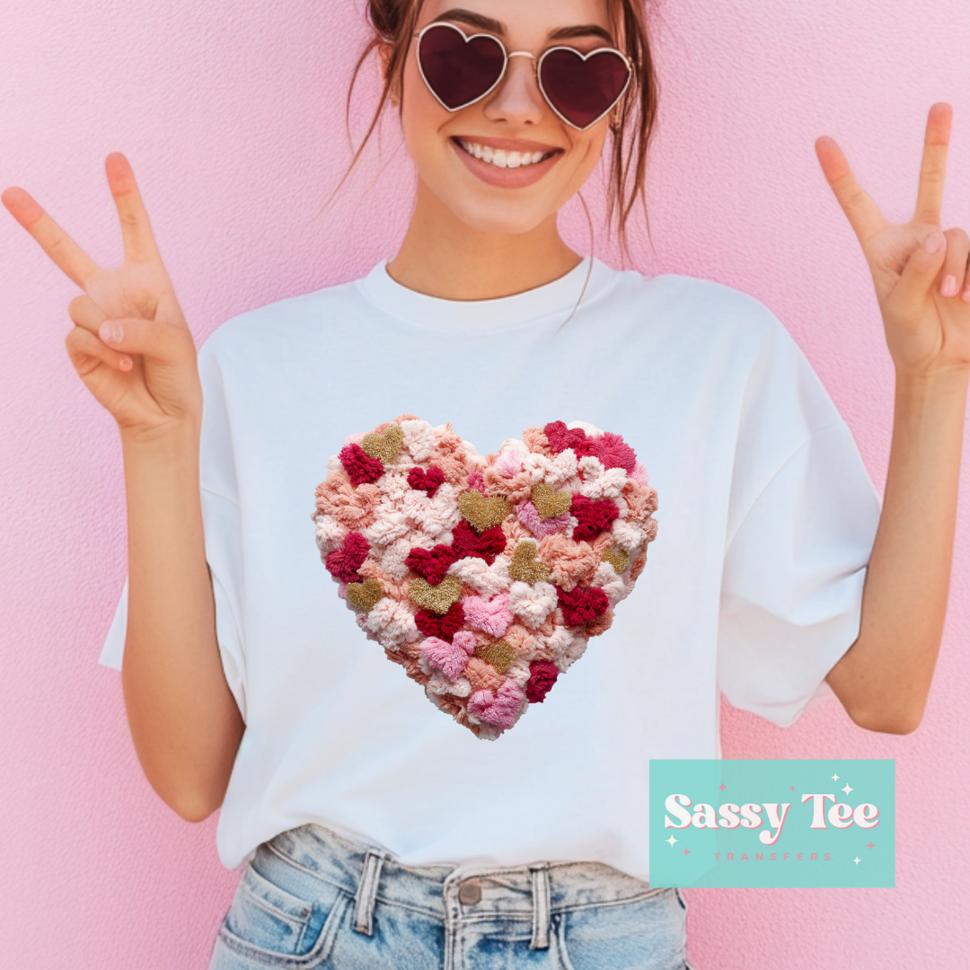 HEARTS PINK GOLD RED FAUX YARN **Preorder/Restock Ships in 5-10 biz days**