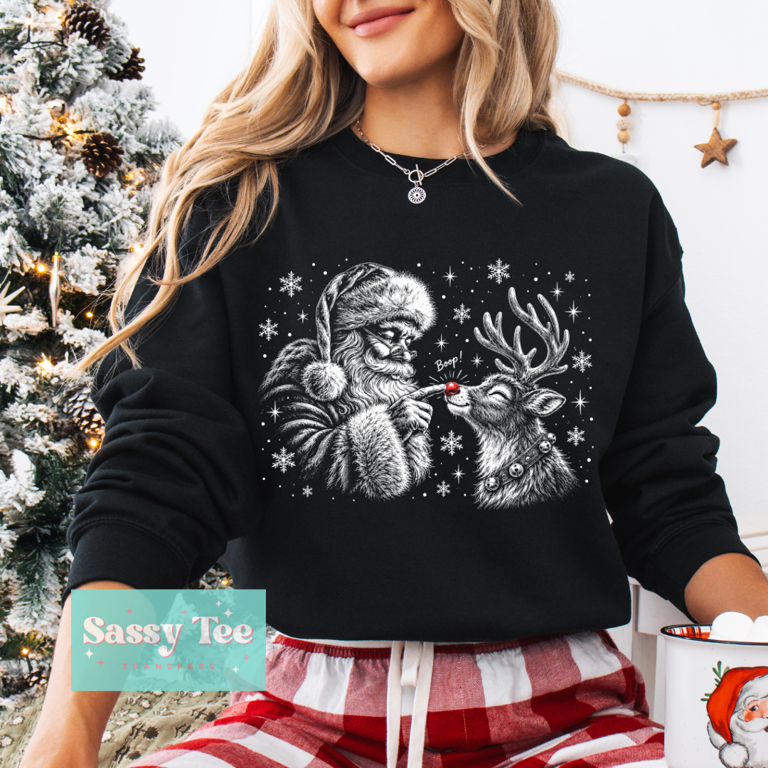 SANTA REINDEER RED NOSE For Darker Colors **Preorder/Restock Ships in 5-10 biz days**