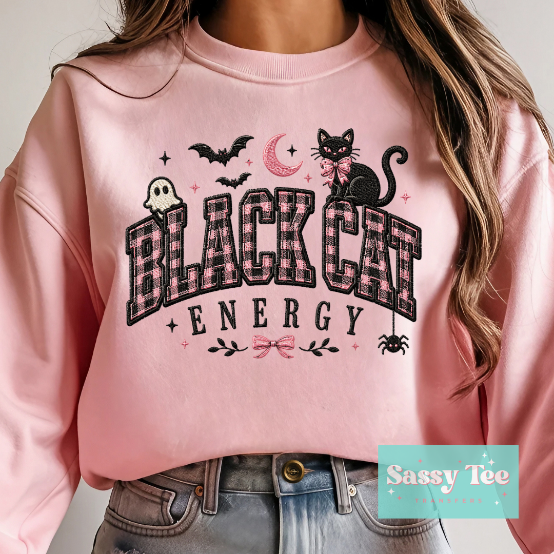 BLACK CAT ENERGY PINK PLAID **Preorder/Restock Ships in 5-10 biz days**