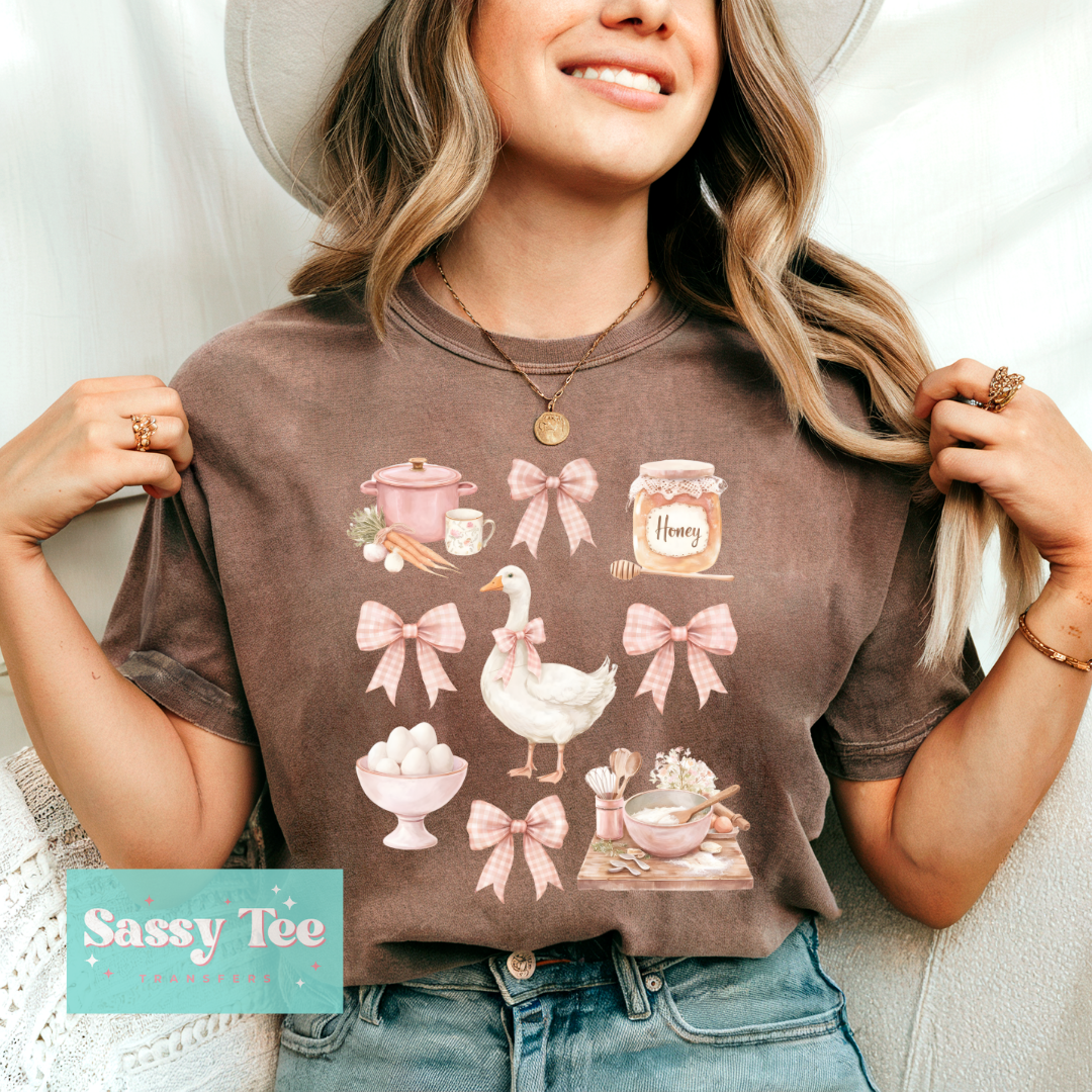 GOOSE KITCHEN BAKING PINK PLAID BOW COQUETTE **Preorder/Restock Ships in 5-10 biz days**