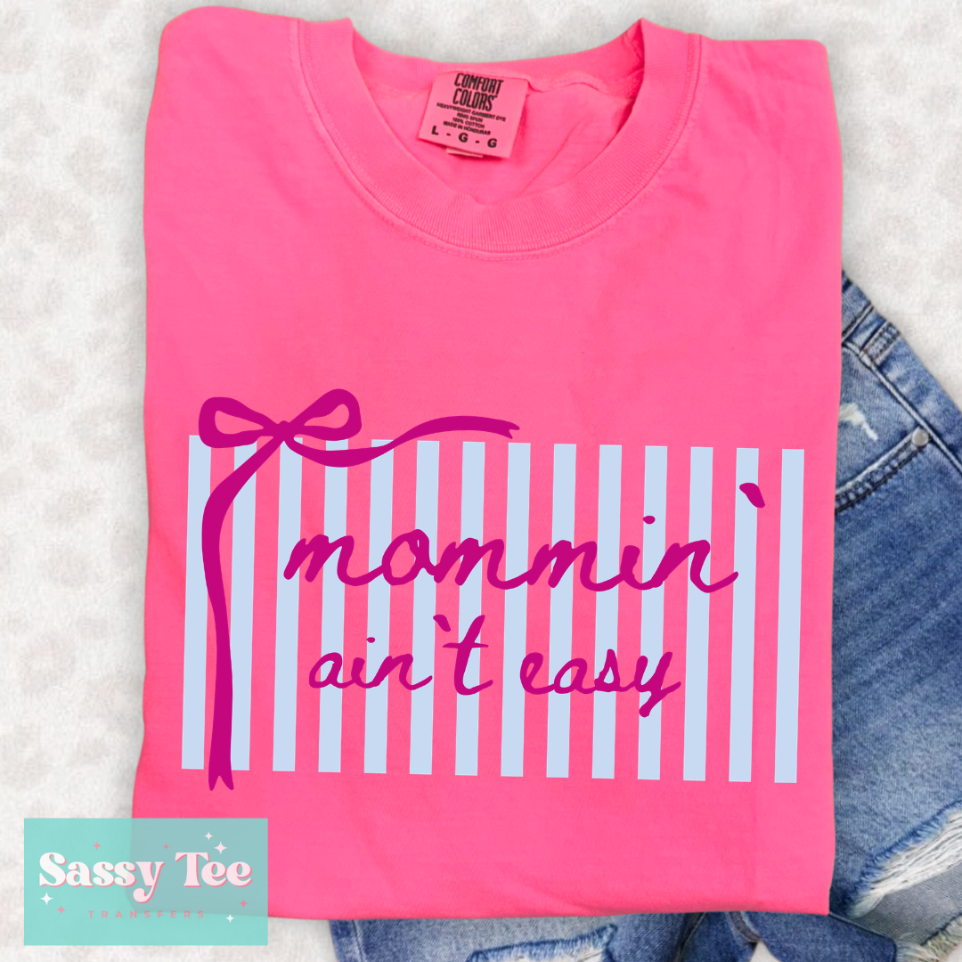 MOMMIN' AIN'T EASY PINK BLUE PREPPY  **Preorder/Restock Ships in 5-10 biz days**