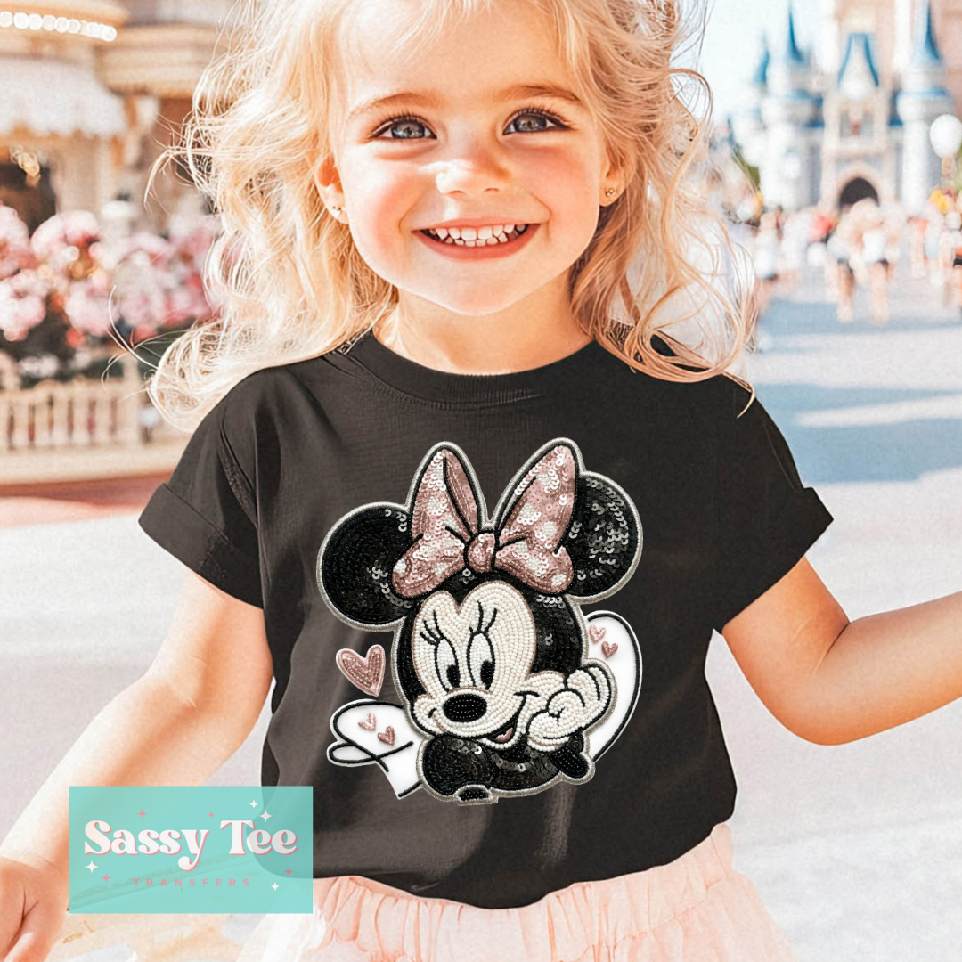 MOUSE BOW HEARTS FAUX SEQUINS Kids **Preorder/Restock Ships in Est. 5-10 biz days**