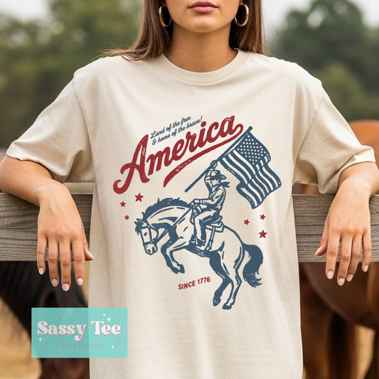AMERICA BRONC LAND OF THE FREE DISTRESSED **Preorder/Restock Ships in 5-10 biz days**
