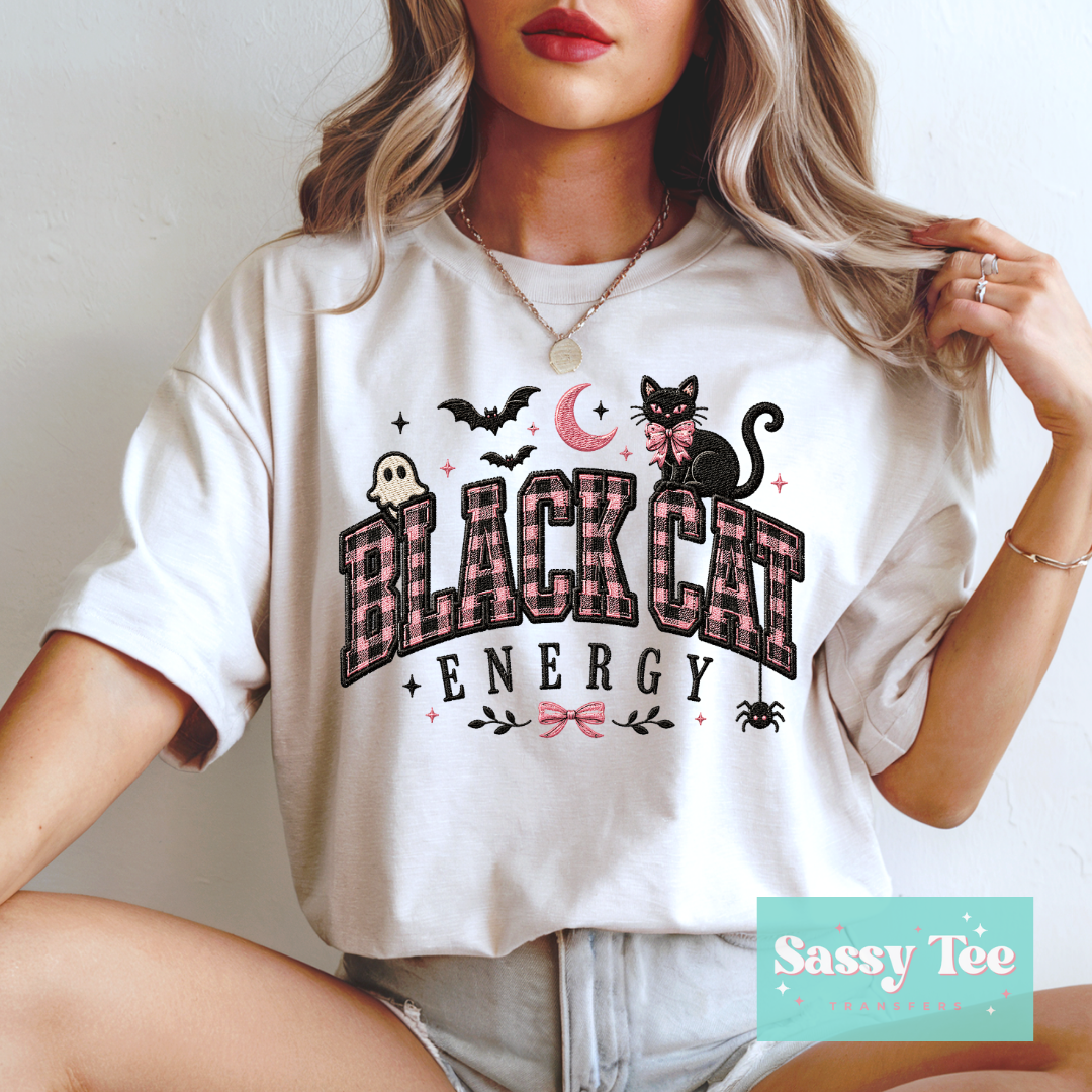 BLACK CAT ENERGY PINK PLAID **Preorder/Restock Ships in 5-10 biz days**