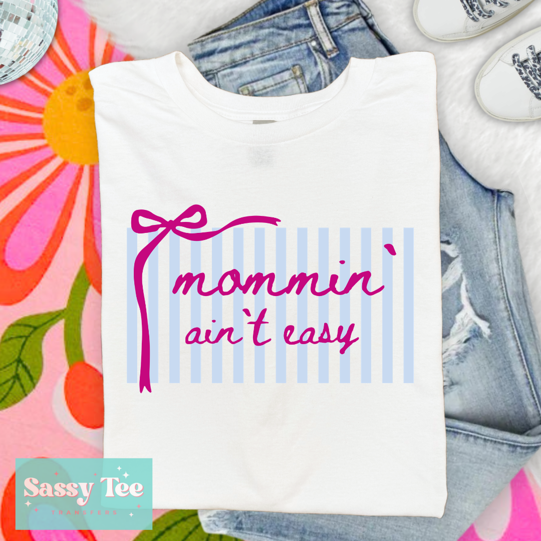 MOMMIN' AIN'T EASY PINK BLUE PREPPY  **Preorder/Restock Ships in 5-10 biz days**