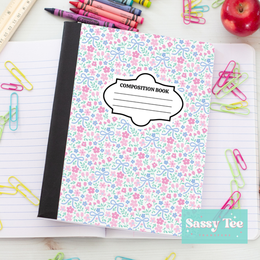 FLORAL PINK MINT PURPLE BOW Peel + Stick Notebook Cover SET