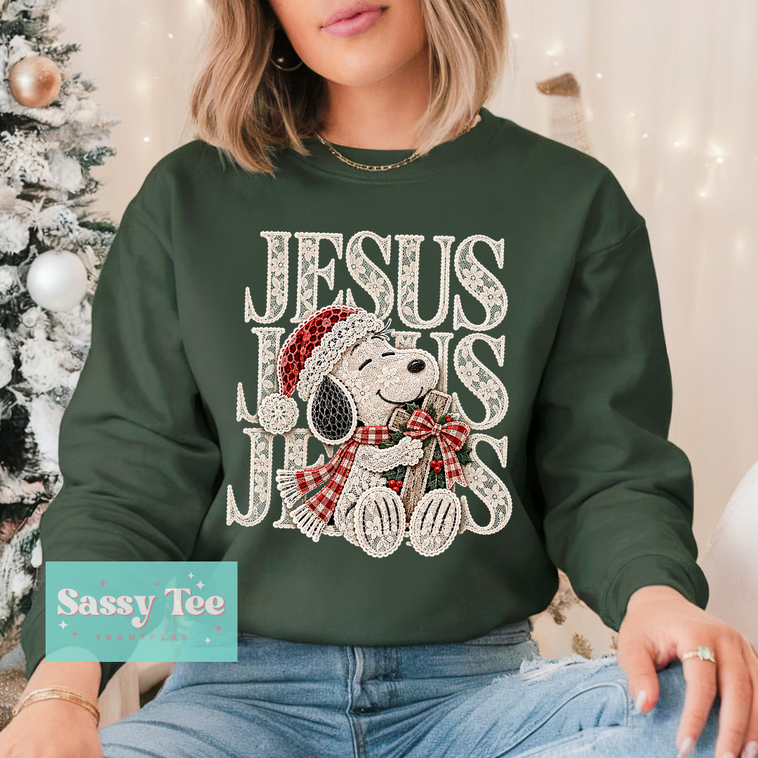 JESUS LACE RED SNOOP CHRISTMAS BOW **Preorder/Restock Ships in 5-10 biz days**