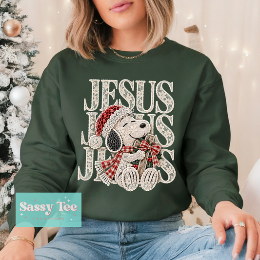 JESUS LACE RED SNOOP CHRISTMAS BOW **Preorder/Restock Ships in 5-10 biz days**