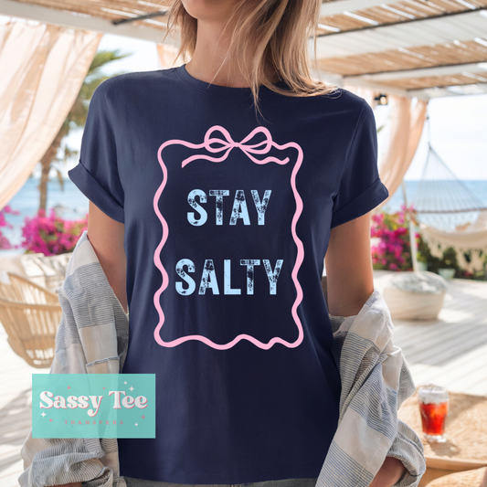 STAY SALTY PINK BLUE PREPPY BOW **Preorder/Restock Ships in 5-10 biz days**