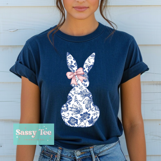 BLUE TOILE BUNNY PINK BOW **Preorder/Restock Ships in 5-10 biz days**