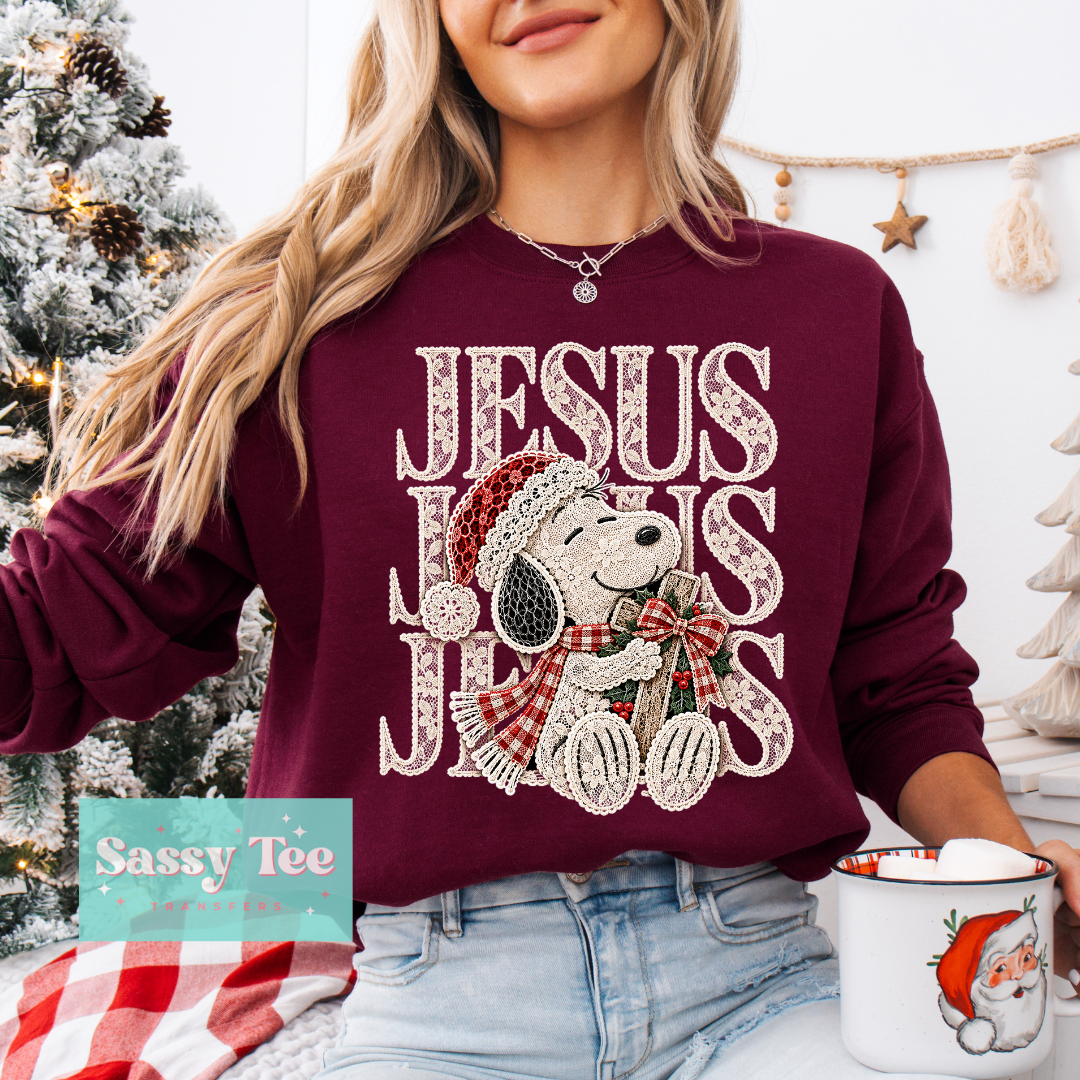 JESUS LACE RED SNOOP CHRISTMAS BOW **Preorder/Restock Ships in 5-10 biz days**