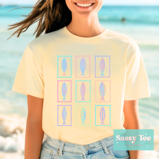 FISH STAMP PASTEL PREPPY **Preorder/Restock Ships in 5-10 biz days**
