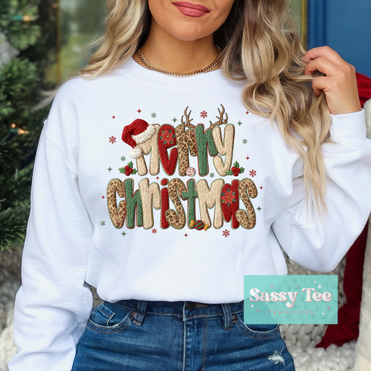 MERRY CHRISTMAS CLASSIC LEOPARD FAUX YARN **Preorder/Restock Ships in 5-10 biz days**