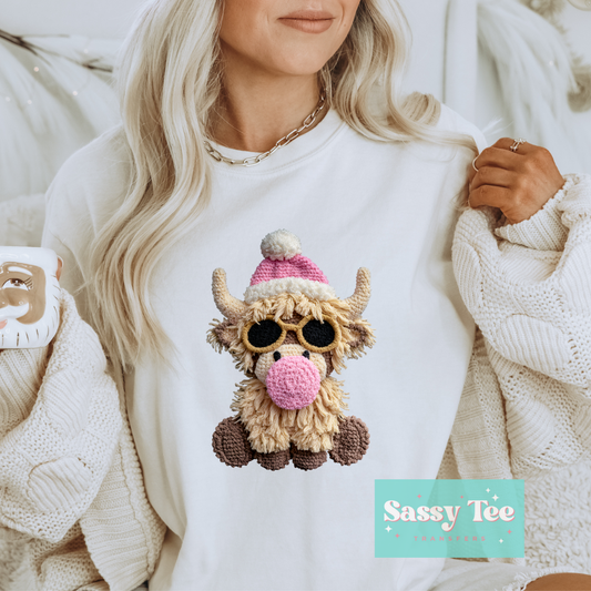 HIGHLAND COW PINK BUBBLEGUM FAUX YARN **Preorder/Restock Ships in 5-10 biz days**