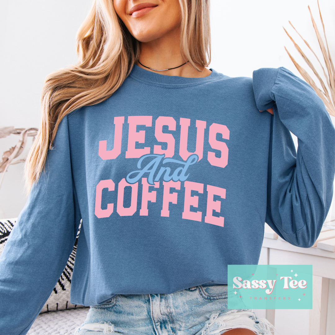 JESUS AND COFFEE PINK BLUE **Preorder/Restock Ships in 5-10 biz days**