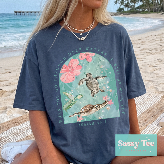 WHEN YOU GO THROUGH DEEP WATERS PINK MINT TURTLE FAITH **Preorder/Restock Ships in 5-10 biz days**