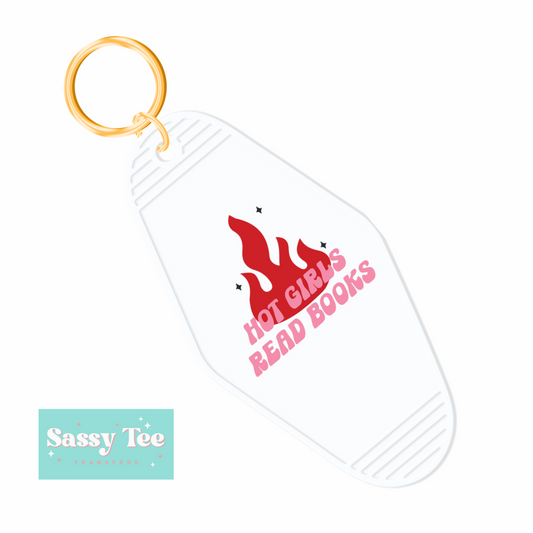 HOT GIRLS READ BOOKS UV DTF KEYCHAIN DECAL **Preorder, Ships in 5-10 biz days**