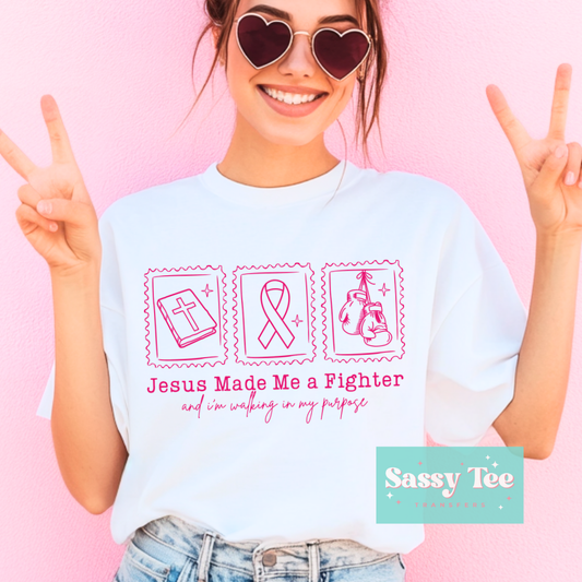 JESUS MADE ME A FIGHTER PINK **Preorder/Restock Ships in 5-10 biz days**