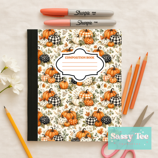 PUMPKINS PREPPY FALL ORANGE BLACK Peel + Stick Notebook Cover SET