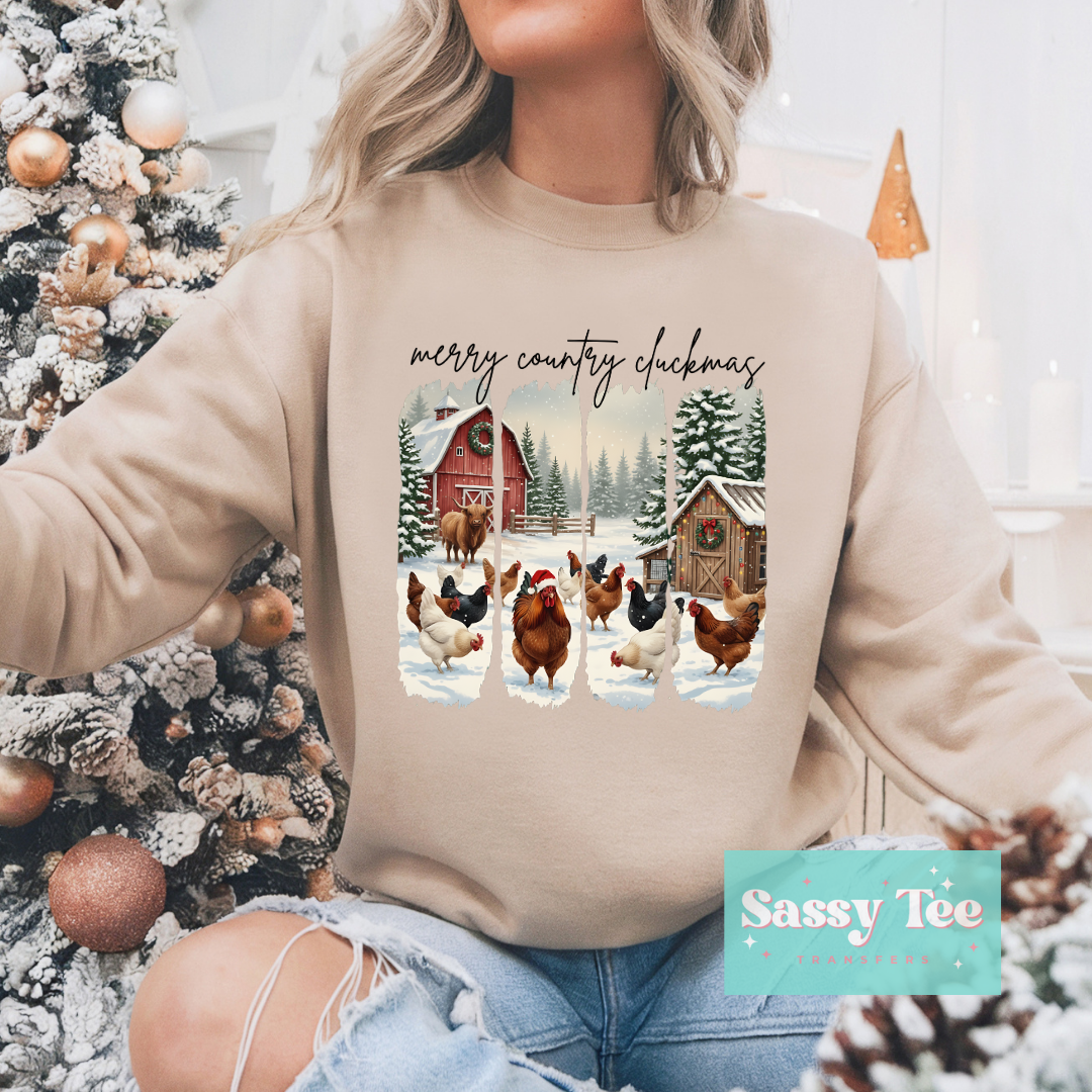 MERRY COUNTRY CHRISTMAS CHICKENS ART **Preorder/Restock Ships in 5-10 biz days**