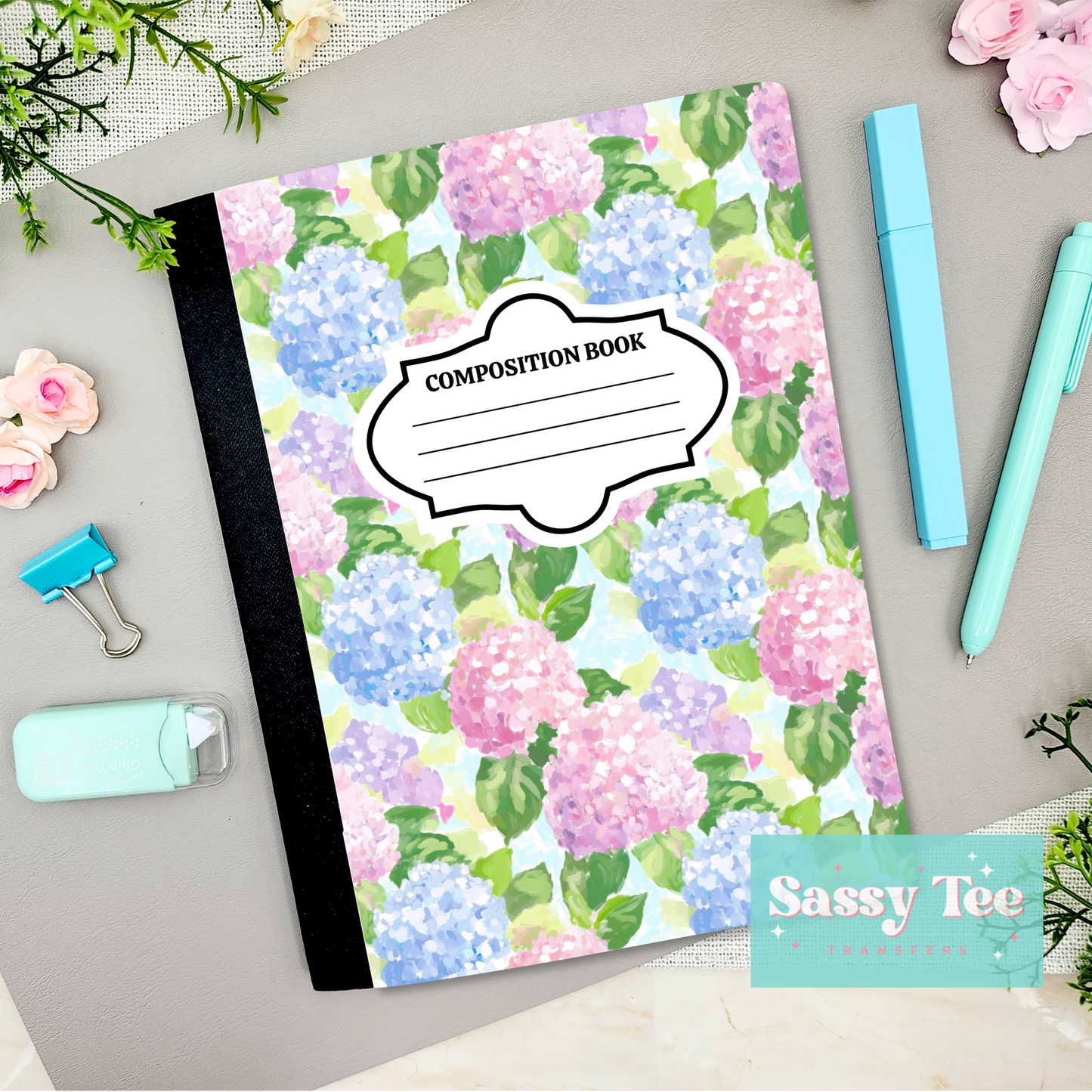 HYDRANGEA FLORAL Peel + Stick Notebook Cover SET