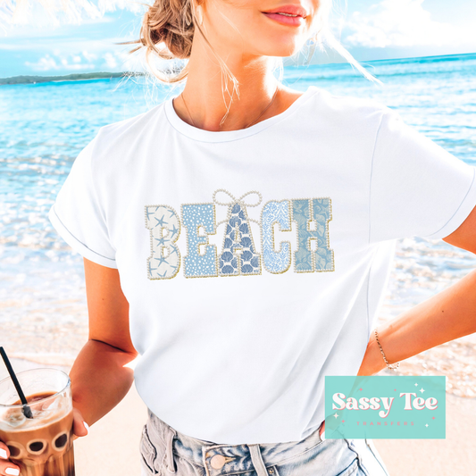 BEACH BLUE FAUX PEARL BOW