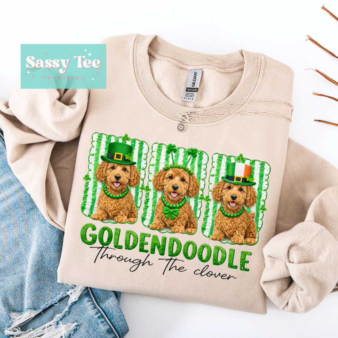 GOLDENDOODLE THROUGH THE CLOVER FAUX YARN. **Preorder/Restock Ships in 5-10 biz days**