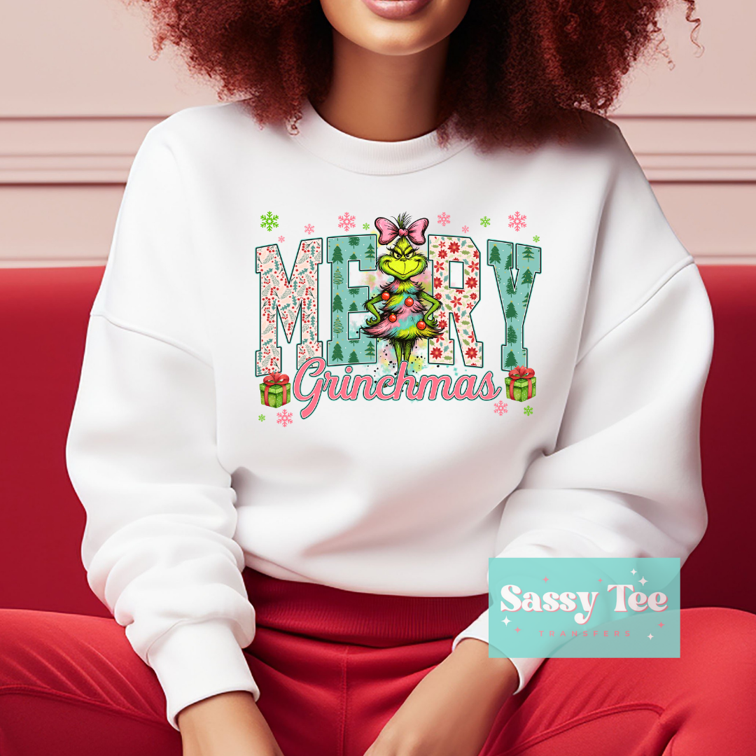 MERRY GRINCHMAS PINK DRESS GREEN MAN **Preorder/Restock Ships in Est. 5-12 biz days**