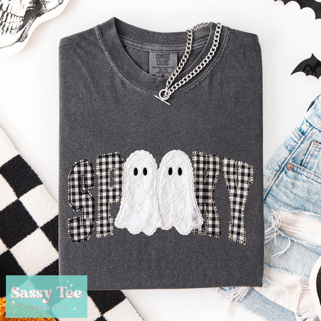 SPOOKY PLAID GHOSTS FAUX PATCH **Preorder/Restock Ships in 5-10 biz days**