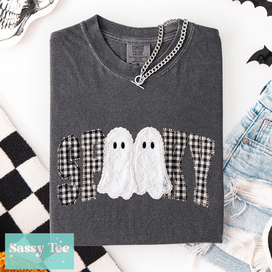 SPOOKY PLAID GHOSTS FAUX PATCH **Preorder/Restock Ships in 5-10 biz days**