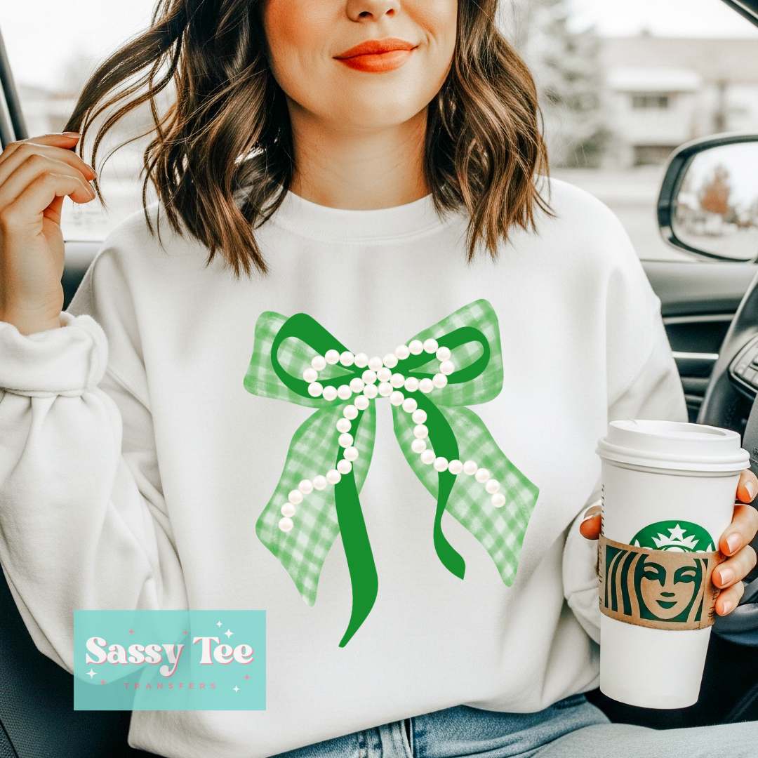 ST. PATRICK'S GREEN PEARL BOW COQUETTE **Preorder/Restock Ships in 5-10 biz days**