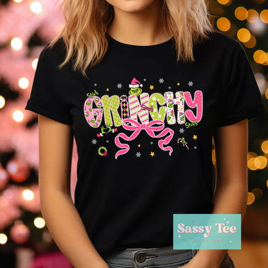GRINCHY BRIGHT PINK GREEN BOW **Preorder/Restock Ships in Est. 5-12 biz days**