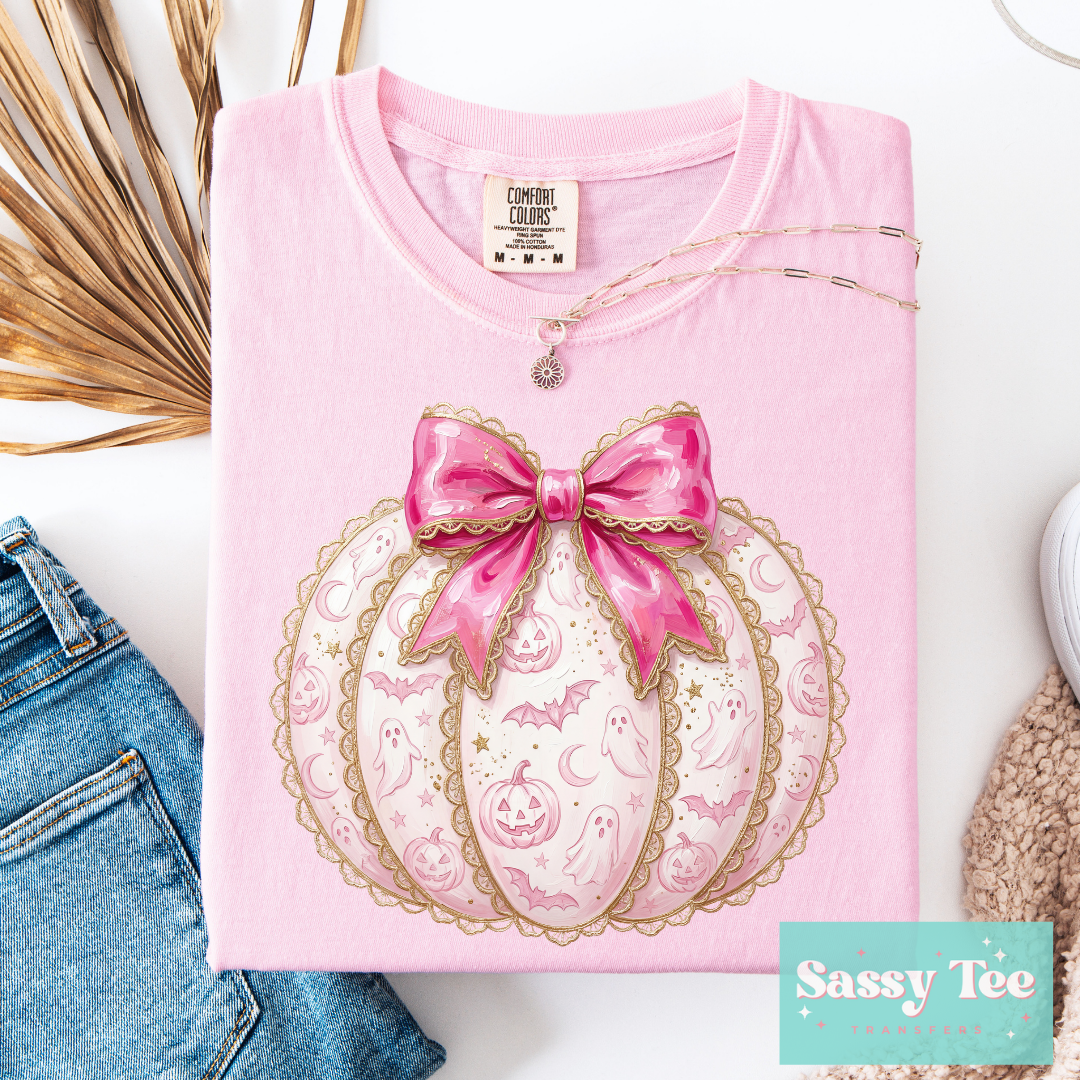 PUMPKIN PINK BOW LACE GHOSTS BATS **Preorder/Restock Ships in 5-10 biz days**