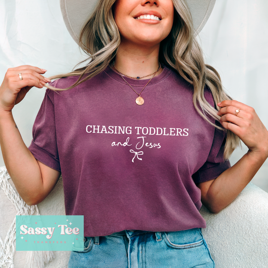 CHASING TODDLERS AND JESUS WHITE BOW **Preorder/Restock Ships in 5-10 biz days**