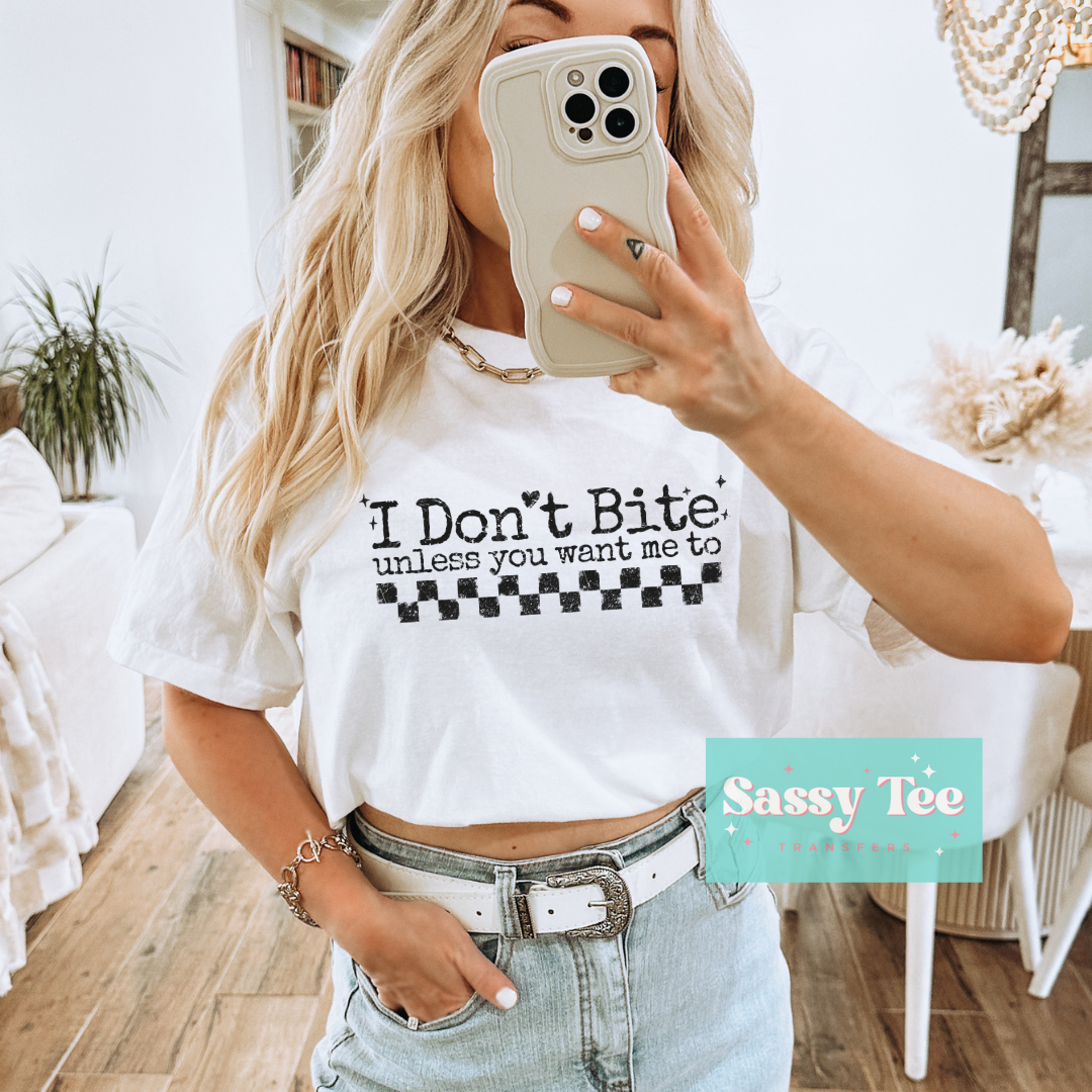 I DON'T BITE UNLESS HEART RETRO **Preorder/Restock Ships in 5-10 biz days**