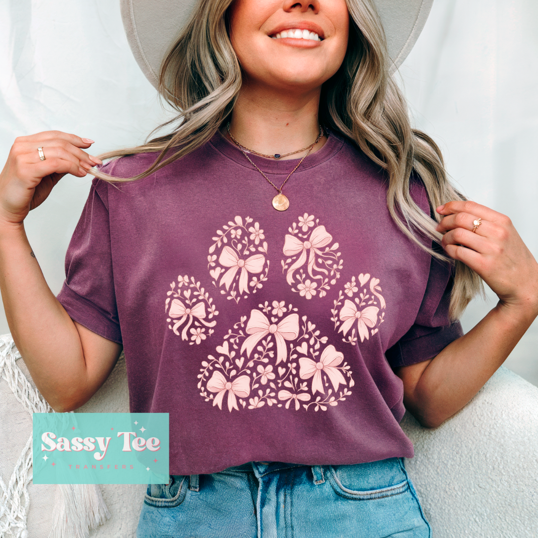 PAW PINK BOWS FLORAL **Preorder/Restock Ships in 5-10 biz days**