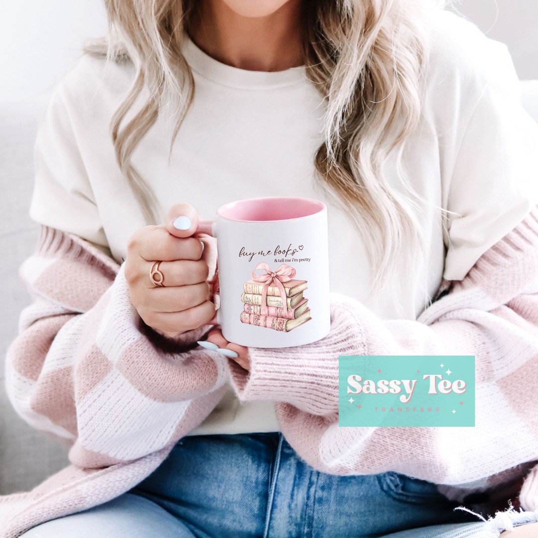 BUY ME BOOKS PRETTY PINK BOW UV DTF CUP DECAL