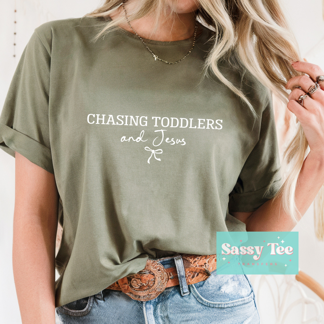 CHASING TODDLERS AND JESUS WHITE BOW **Preorder/Restock Ships in 5-10 biz days**