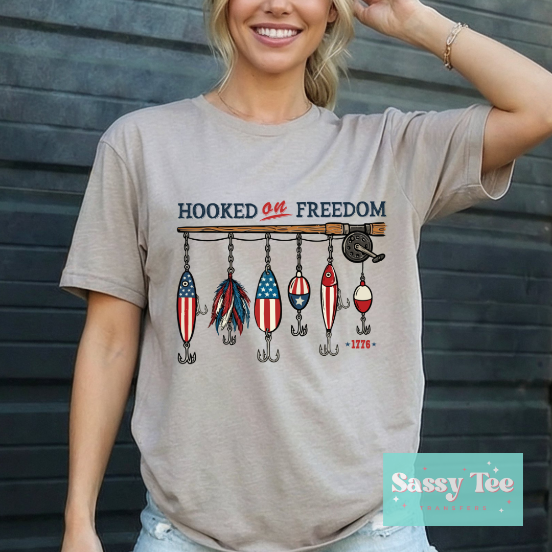 HOOKED ON FREEDOM AMERICAN FLAG FISHING **Preorder/Restock Ships in 5-10 biz days**